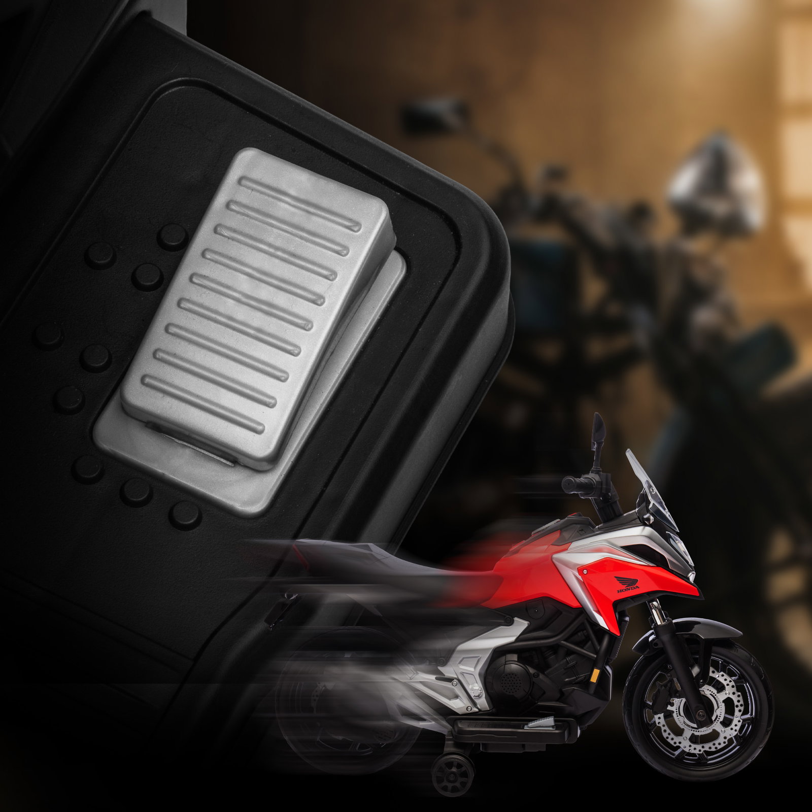 Moto elétrica para crianças de 3-6 anos com licença honda com USB mp3 luz LED e velocidade 3 km/h carga 30 kg vermelho