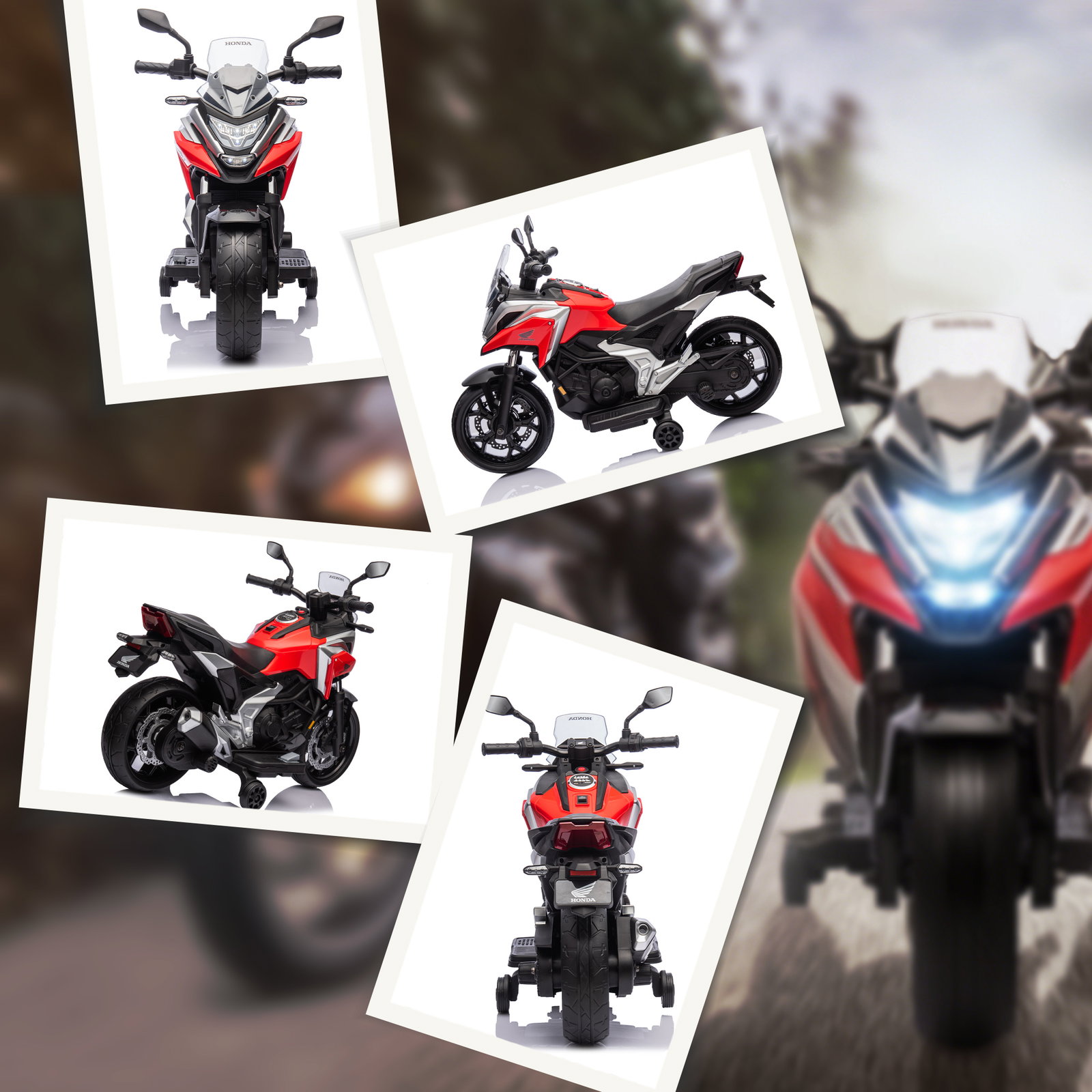 Moto elétrica para crianças de 3-6 anos com licença honda com USB mp3 luz LED e velocidade 3 km/h carga 30 kg vermelho