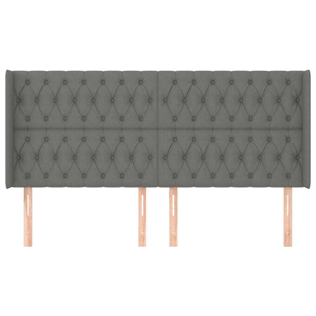 Cabeceira cama c/ abas tecido 203x16x118/128 cm cinzento-escuro