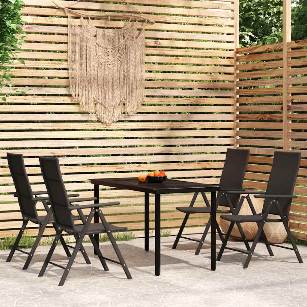5 Pcs conjunto de jantar para jardim preto