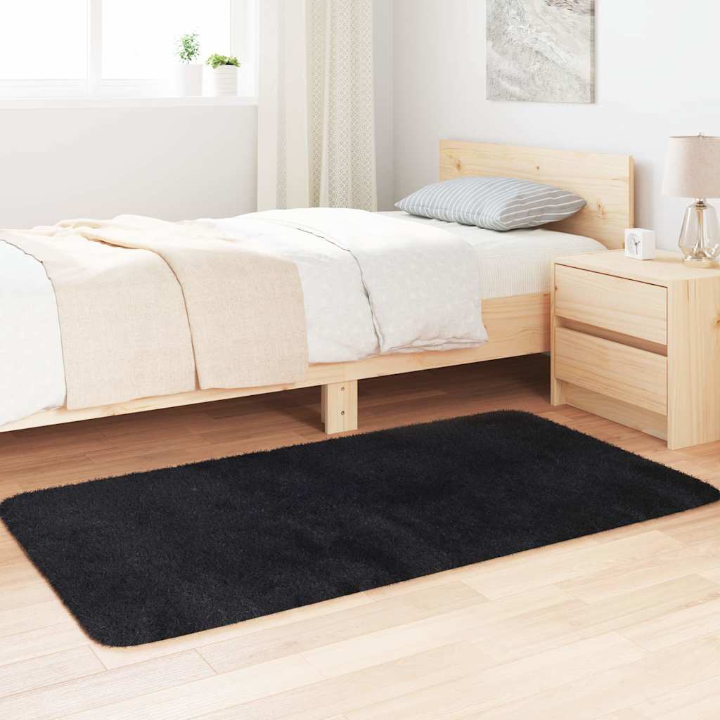 Tapete shaggy de pelo alto navarra 80x150 cm poliéster preto