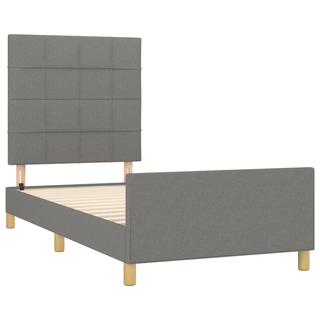 Estrutura de cama sem colchão 90x200 cm tecido cinzento-escuro