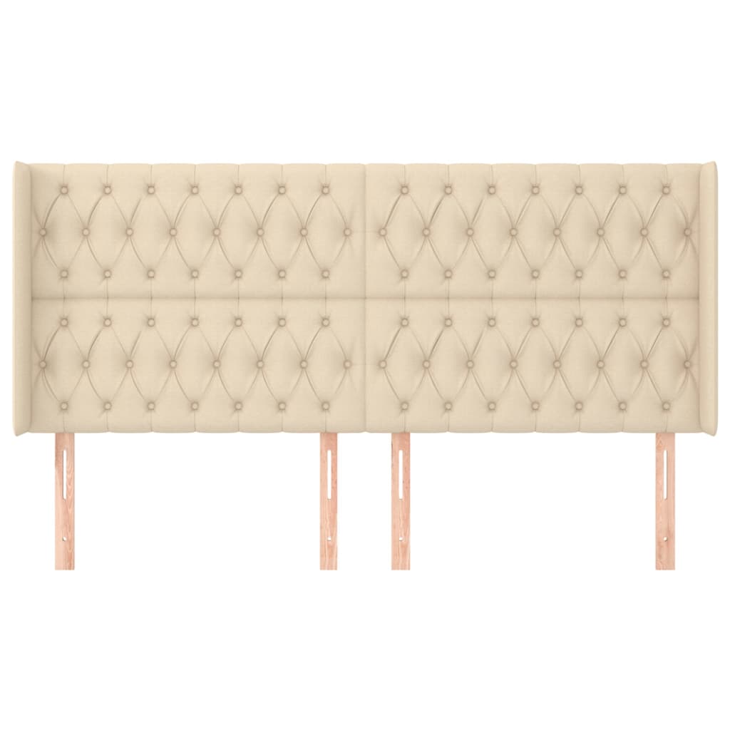 Cabeceira de cama c/ abas tecido 203x16x118/128 cm creme
