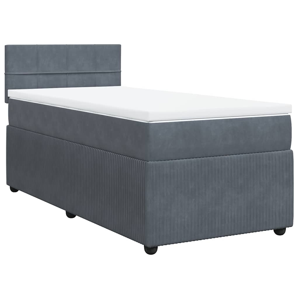 Cama com molas/colchão 90x200 cm veludo cinza-escuro