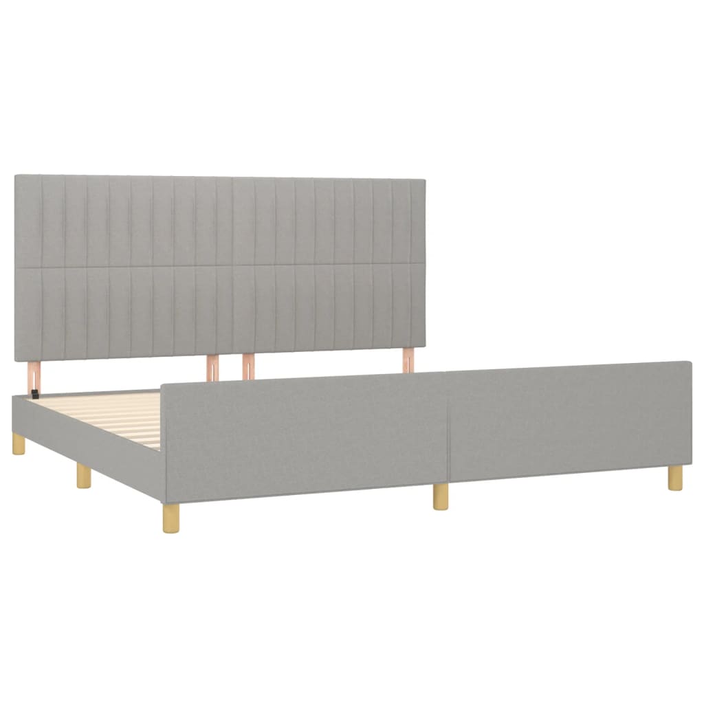 Estrutura de cama sem colchão 200x200 cm tecido cinzento-claro