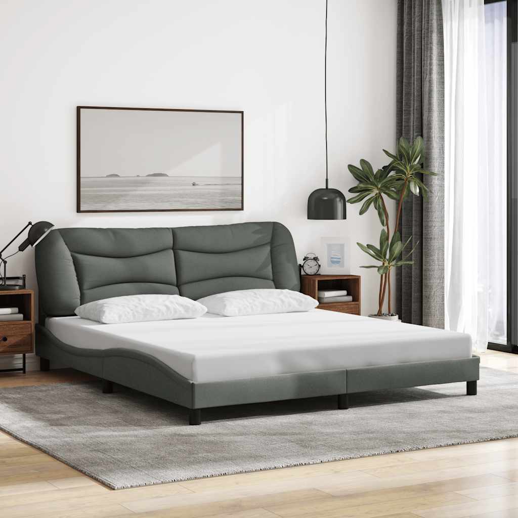 Estrutura de cama sem colchão hvar 180x200 cm tecido cinzento-escuro