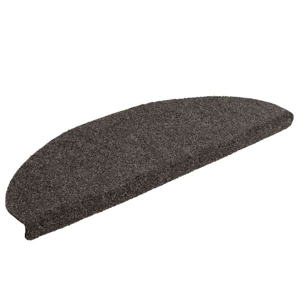 Tapetes de escada autoadesivos 10 peças 65x21x4 cm antracite semicircular grande