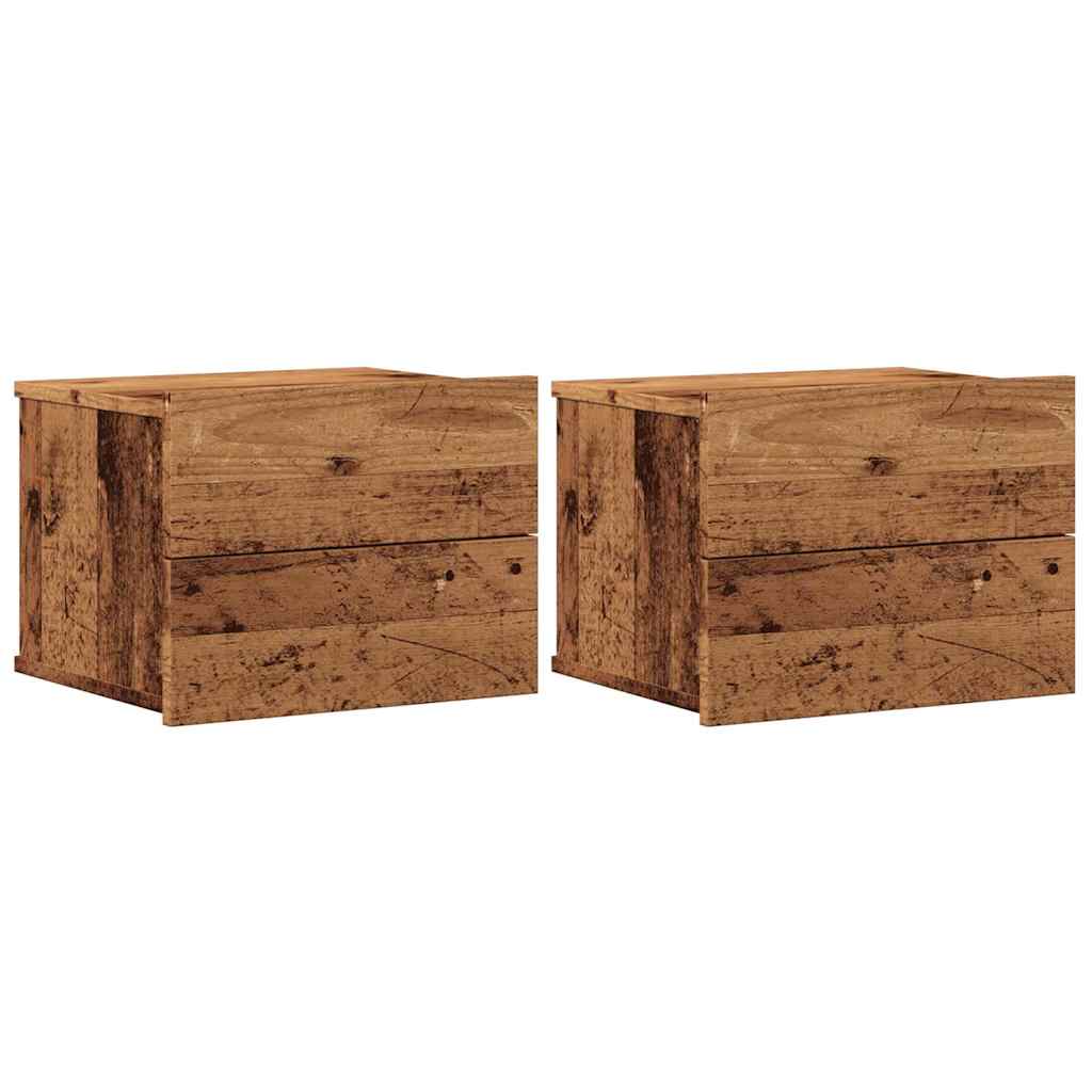 Mesas de cabeceira de parede 2 pcs 40x32x30cm cor madeira velha