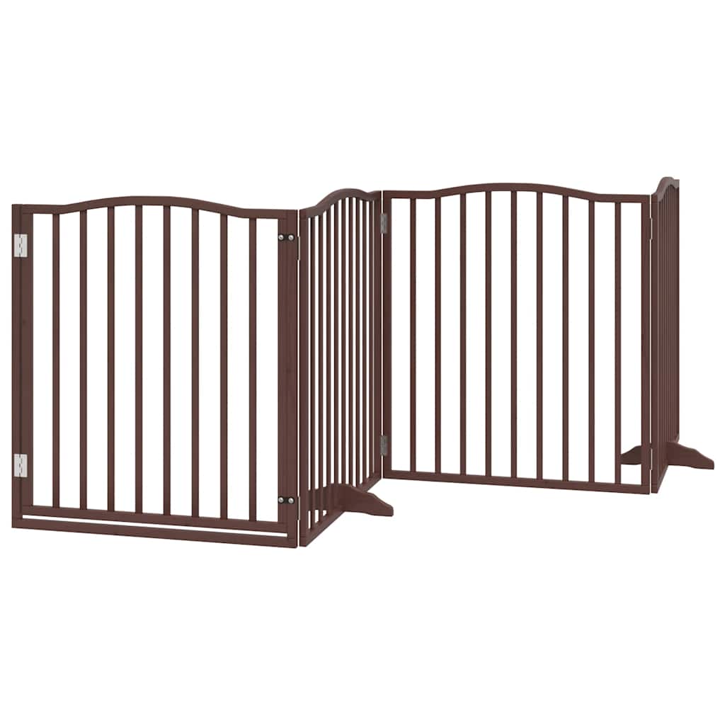 Portão p/ cães c/ porta dobrável 6 painéis 480cm álamo castanho