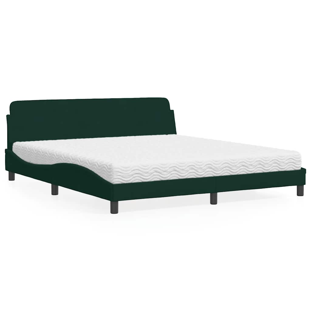 Cama com colchão dover 180x200 cm veludo verde-escuro
