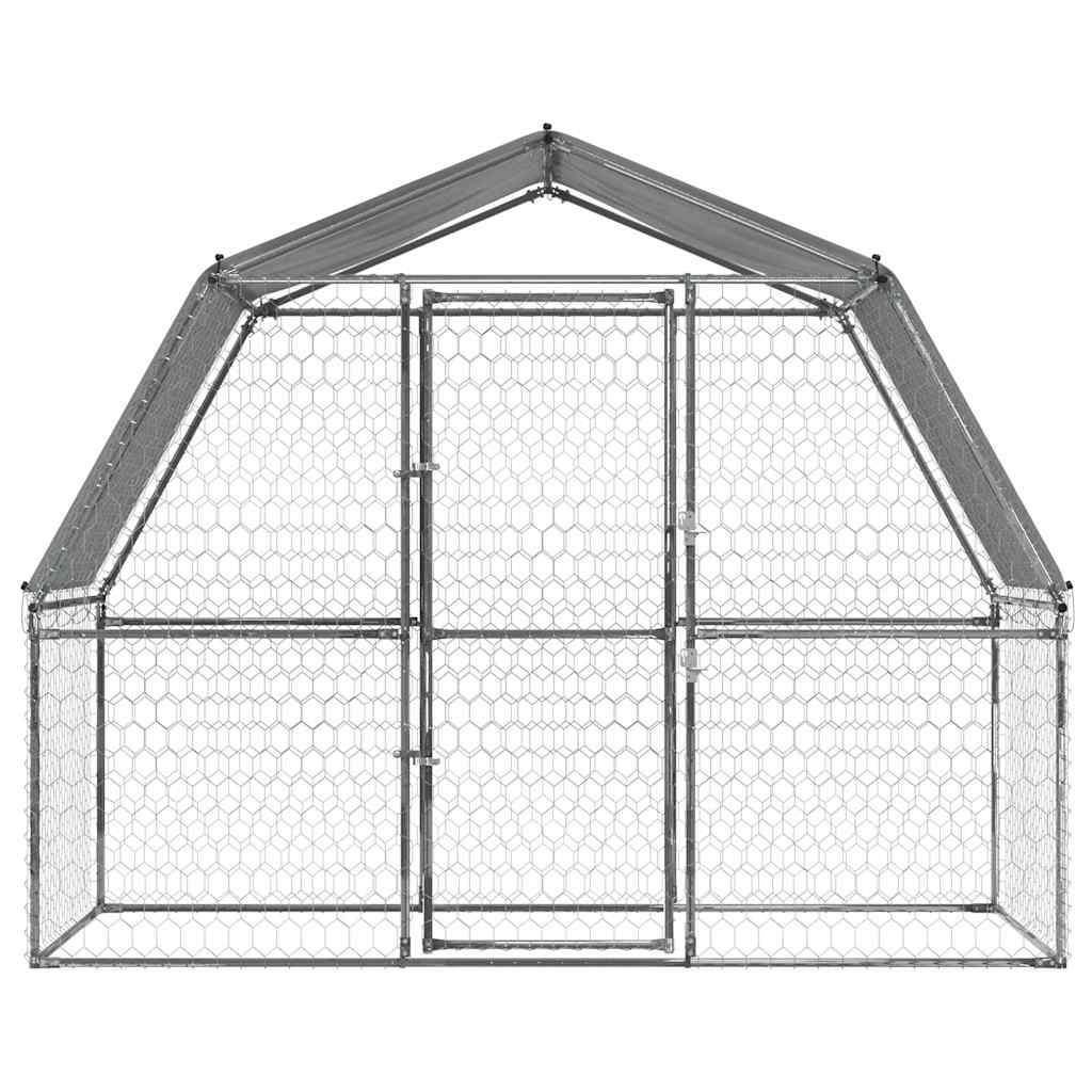 Gaiola para cães com telhado e porta aço galvanizado prateado