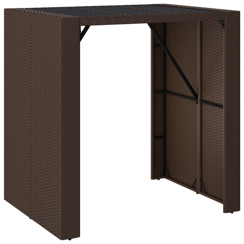 5 Pcs conjunto de bar p/ jardim c/ almofadões vime PE castanho