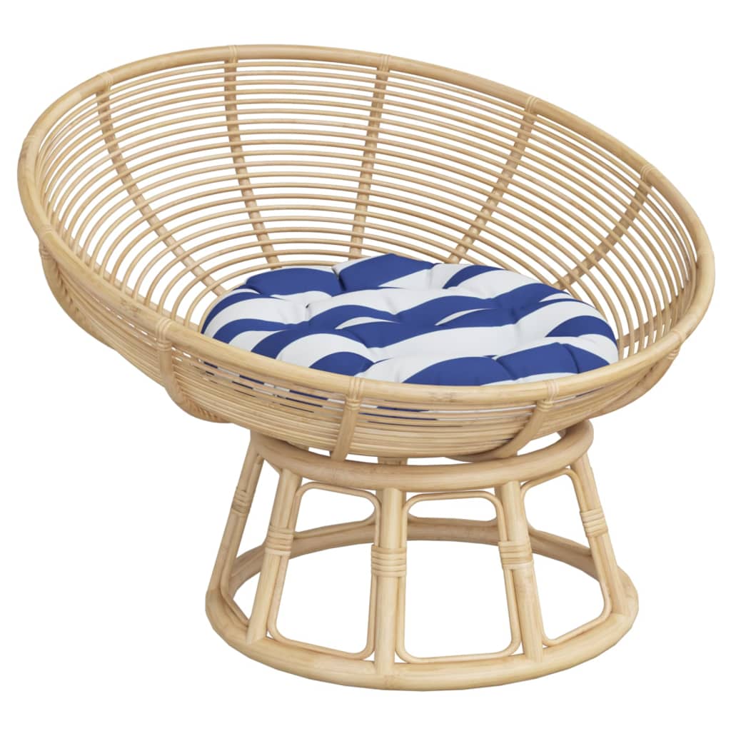 Almofadão redondo ø 60 x11 cm tecido oxford riscas azul/branco