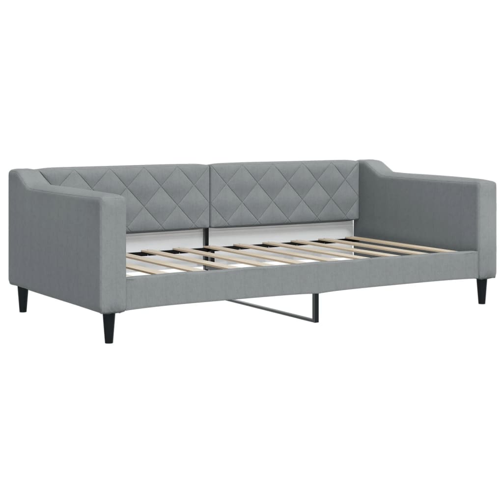 Sofá-cama com colchão 90x190 cm tecido cinzento-claro