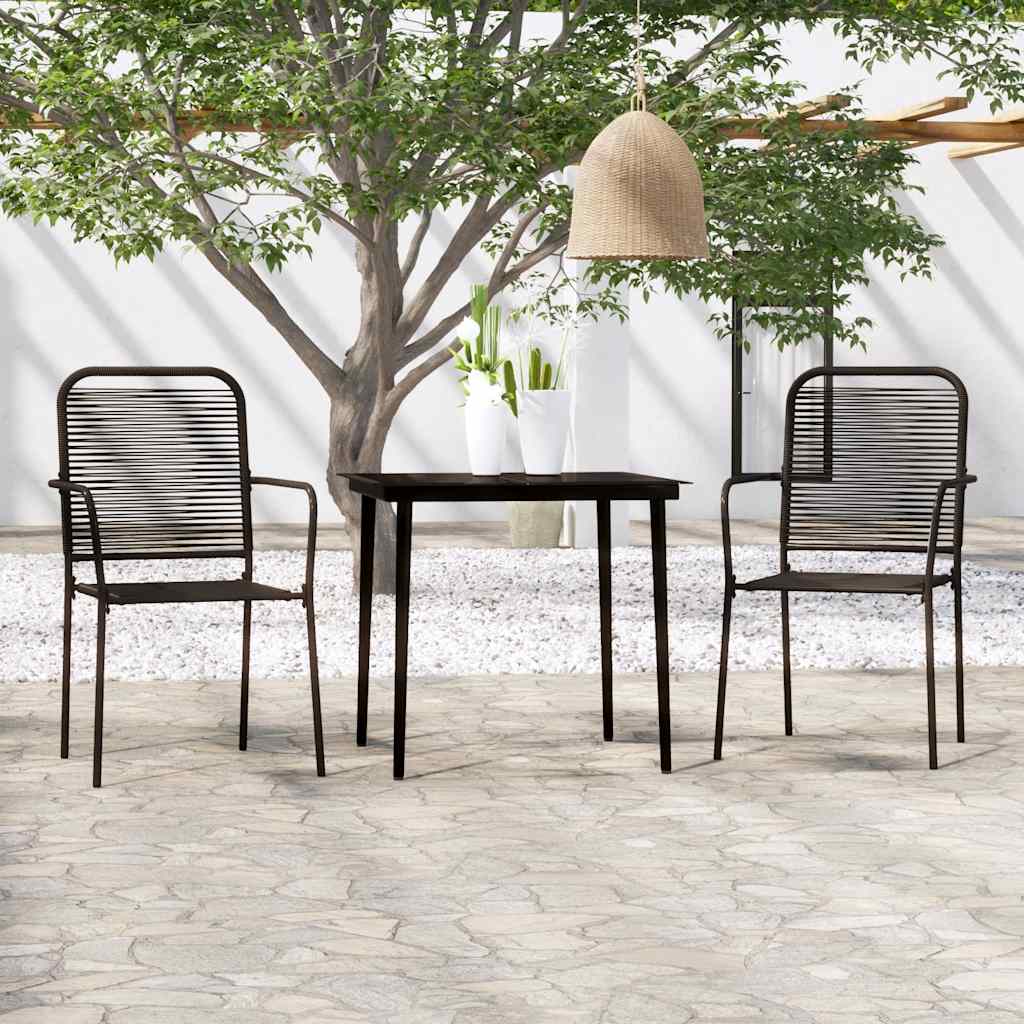 3 Pcs conjunto de jantar para jardim preto