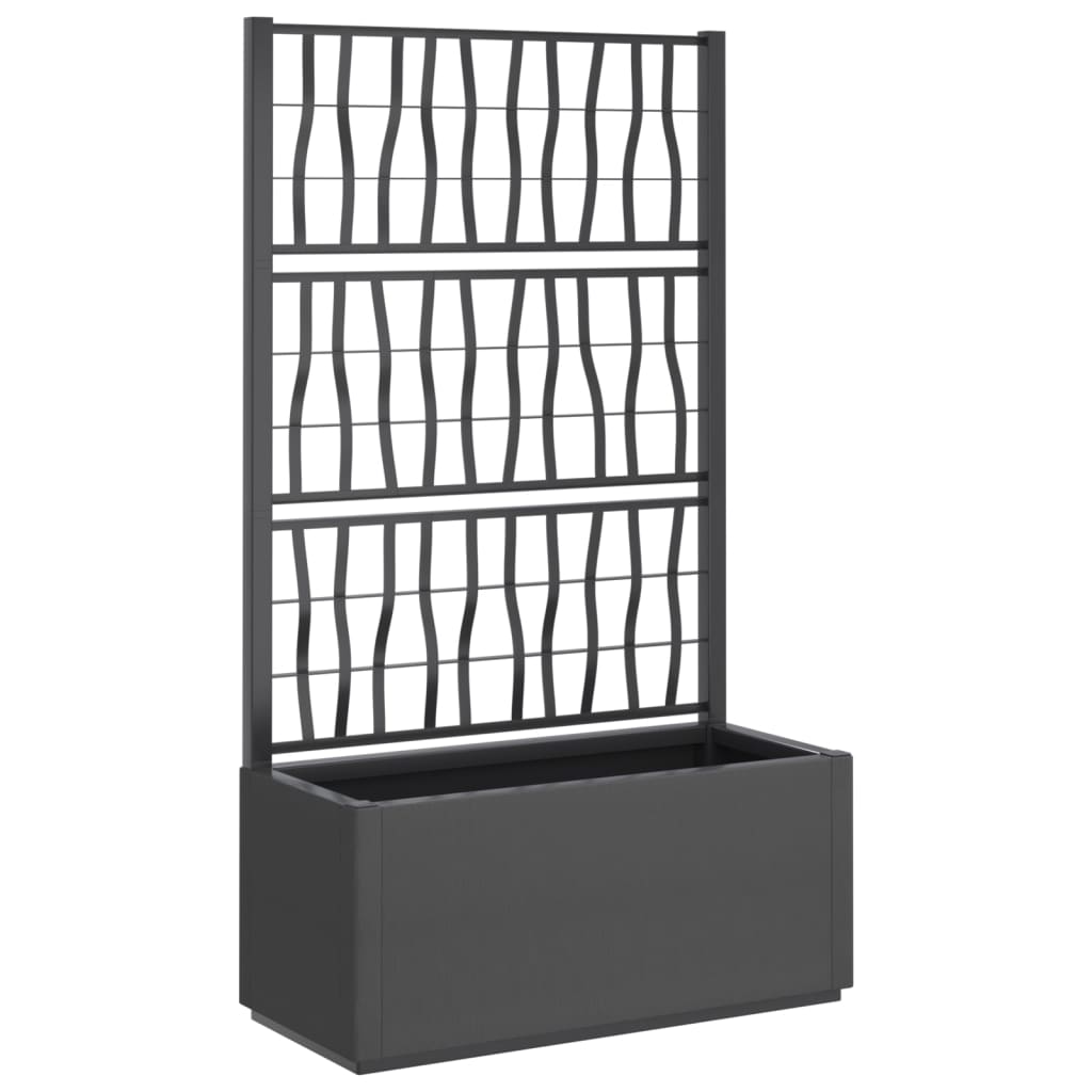 Vaso/floreira de jardim c/ treliça 80x36x140 cm PP cinza-escuro
