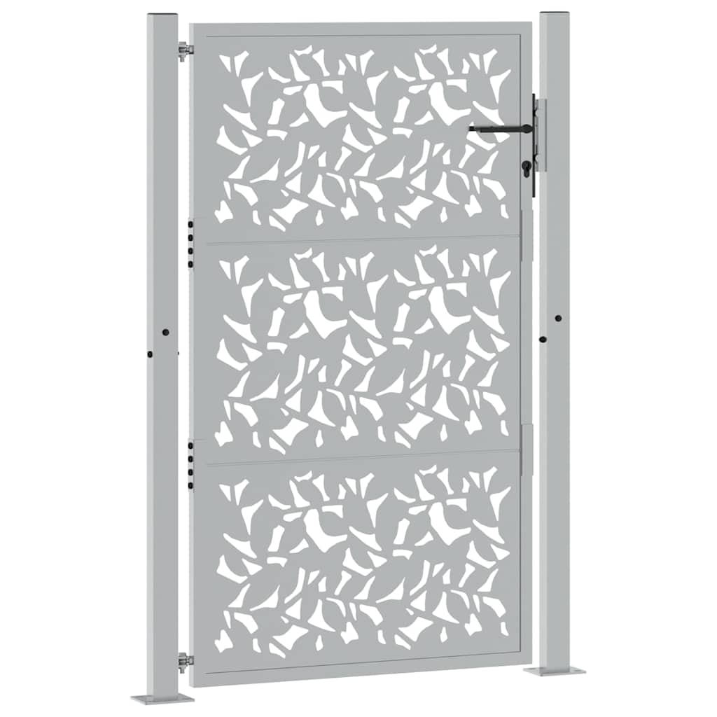 Portão de jardim 100x150 cm com design de folha de aço resistente às intempéries