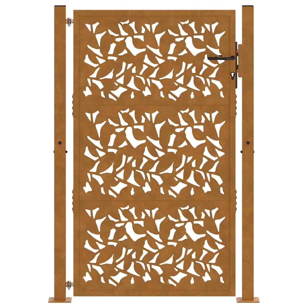 Portão de jardim 100x150 cm com design de folha de aço resistente às intempéries
