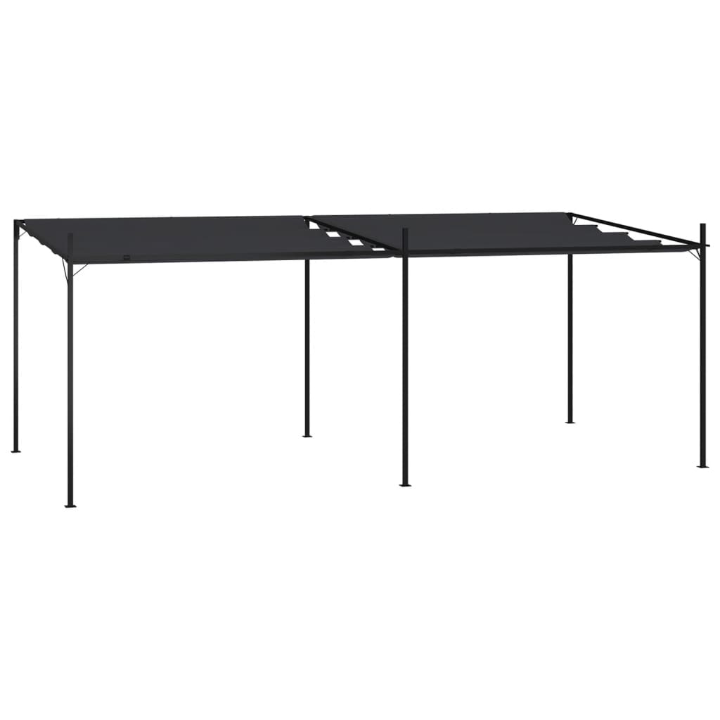 Gazebo com toldo retrátil 600x300x233 cm antracite