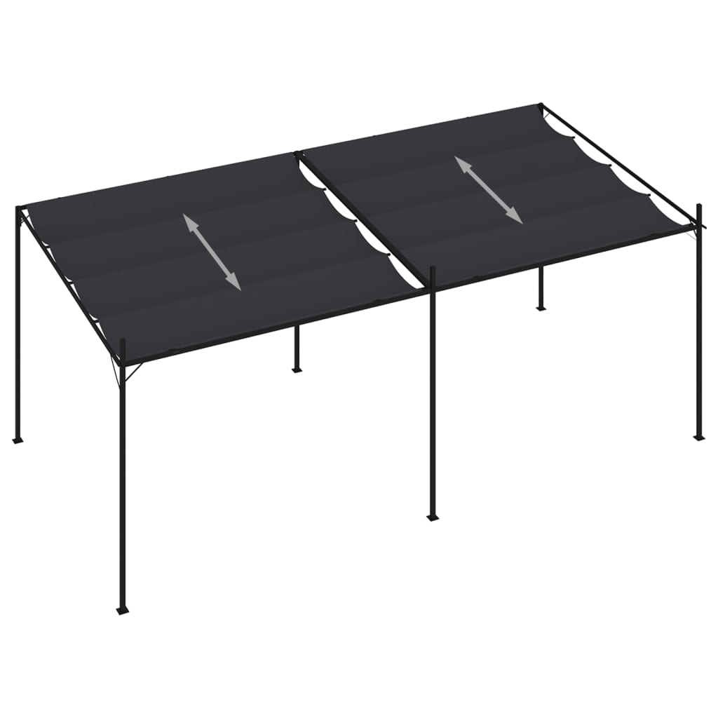 Gazebo com toldo retrátil 600x300x233 cm antracite