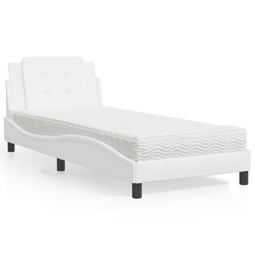 Estrutura de cama sem colchão zadar 90x200 cm couro artificial branco