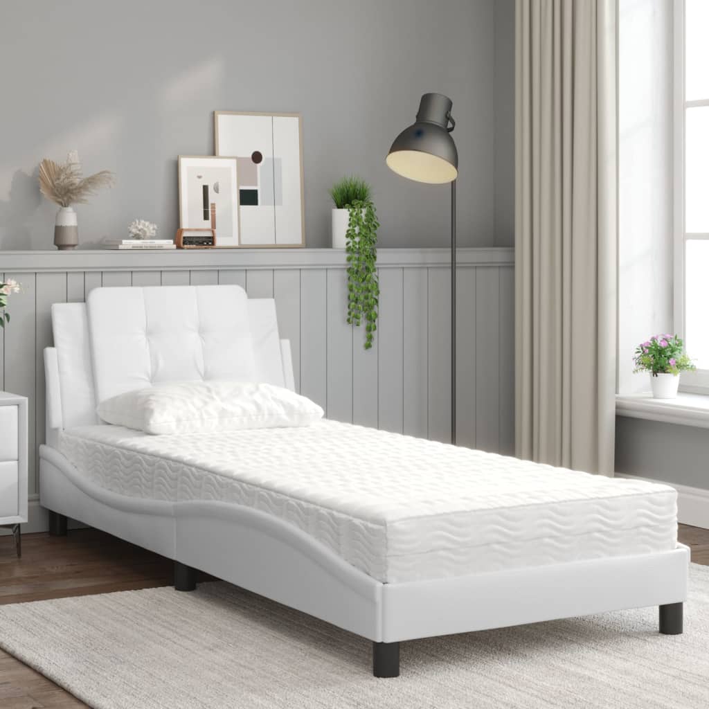 Estrutura de cama sem colchão zadar 90x200 cm couro artificial branco