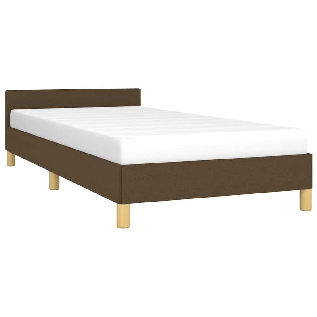 Estrutura de cama sem colchão 80x200 cm tecido castanho-escuro