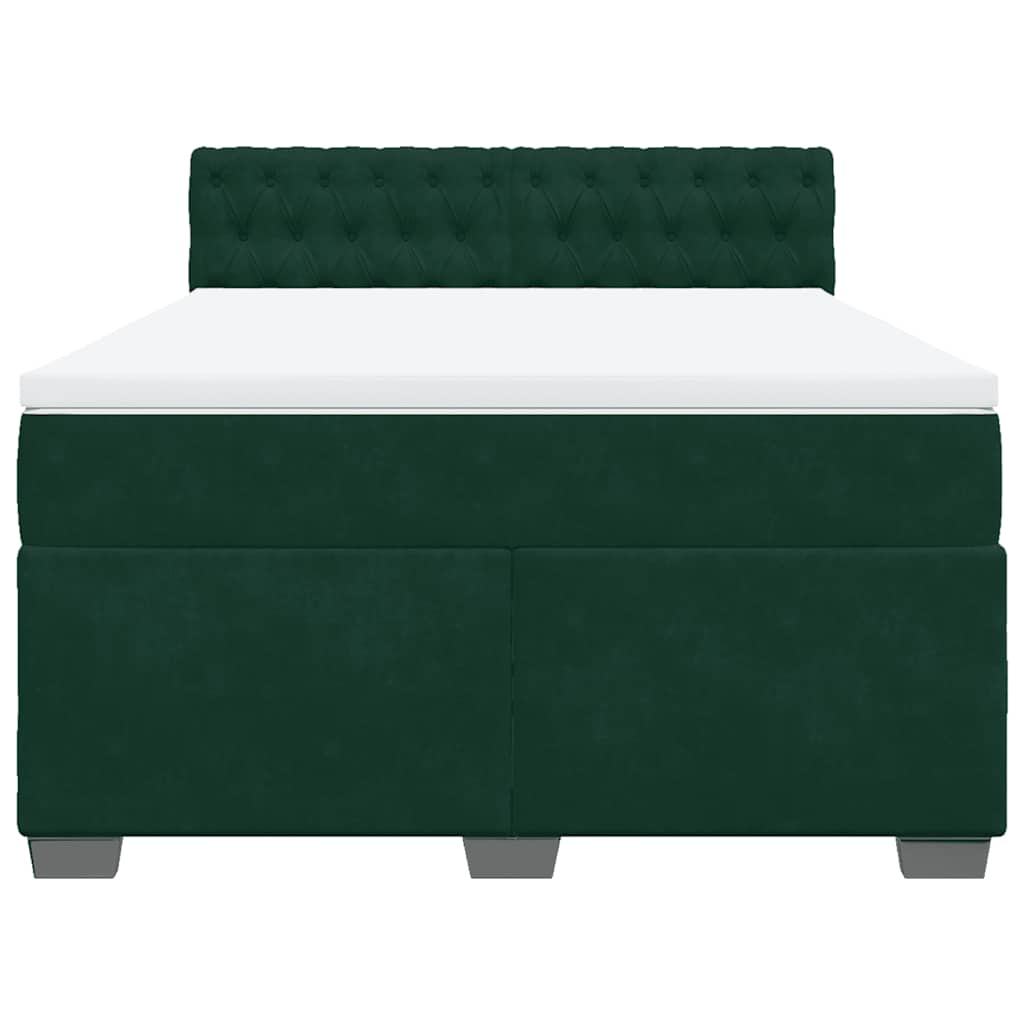 Cama com molas/colchão 160x200 cm veludo verde-escuro