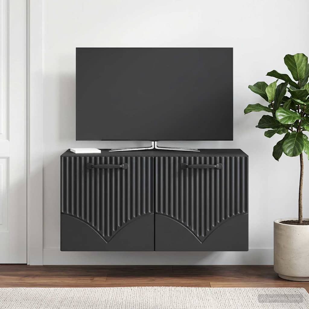 Gabinete de TV de parede preto 59,5 x 41 x 30 cm