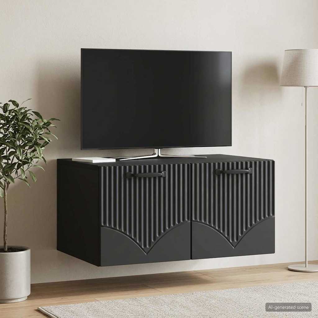 Gabinete de TV de parede preto 59,5 x 41 x 30 cm