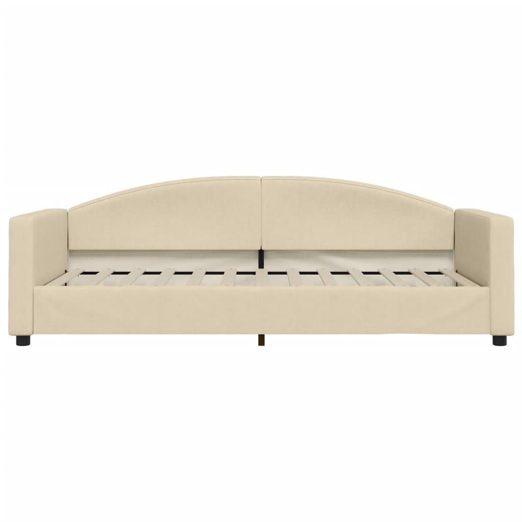 Sofá-cama com colchão 90x200 cm tecido cor creme