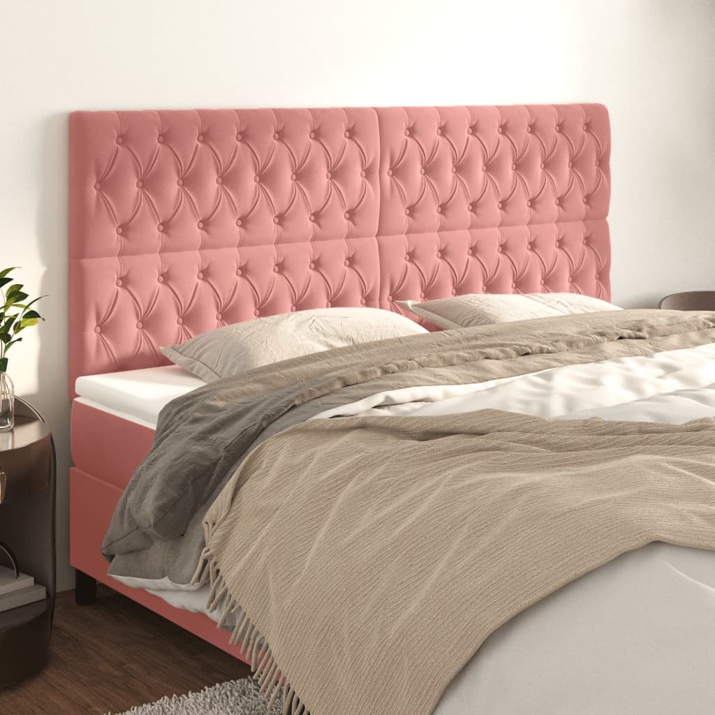 Cabeceira rosa 200x7x118/128 cm veludo