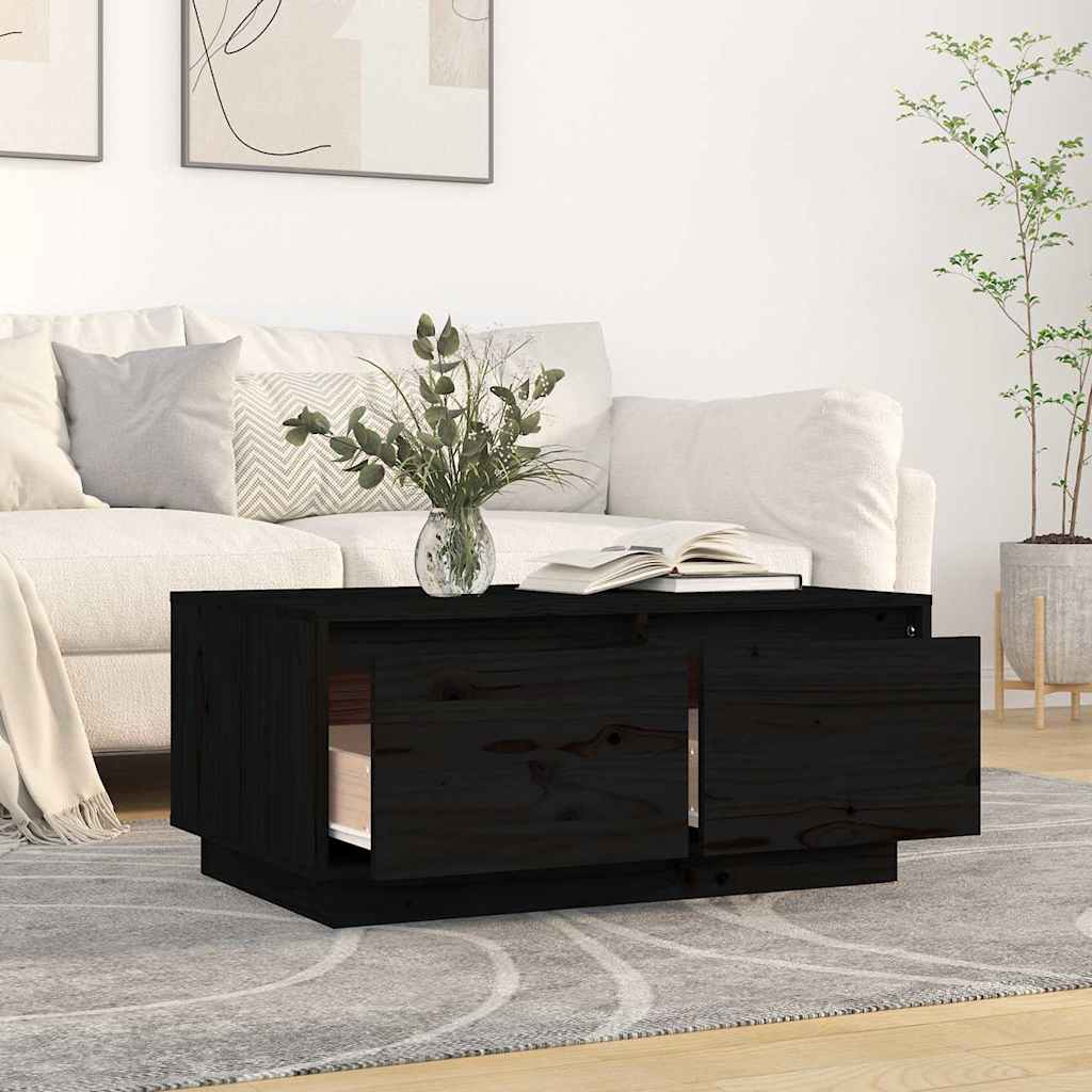 Mesa de centro 80x50x35 cm madeira de pinho maciça preto