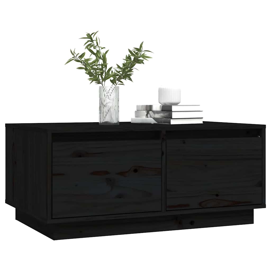Mesa de centro 80x50x35 cm madeira de pinho maciça preto