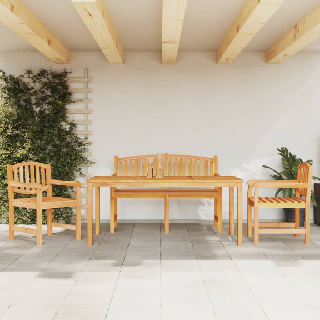 4 Pcs conjunto de jantar p/ jardim madeira de teca maciça