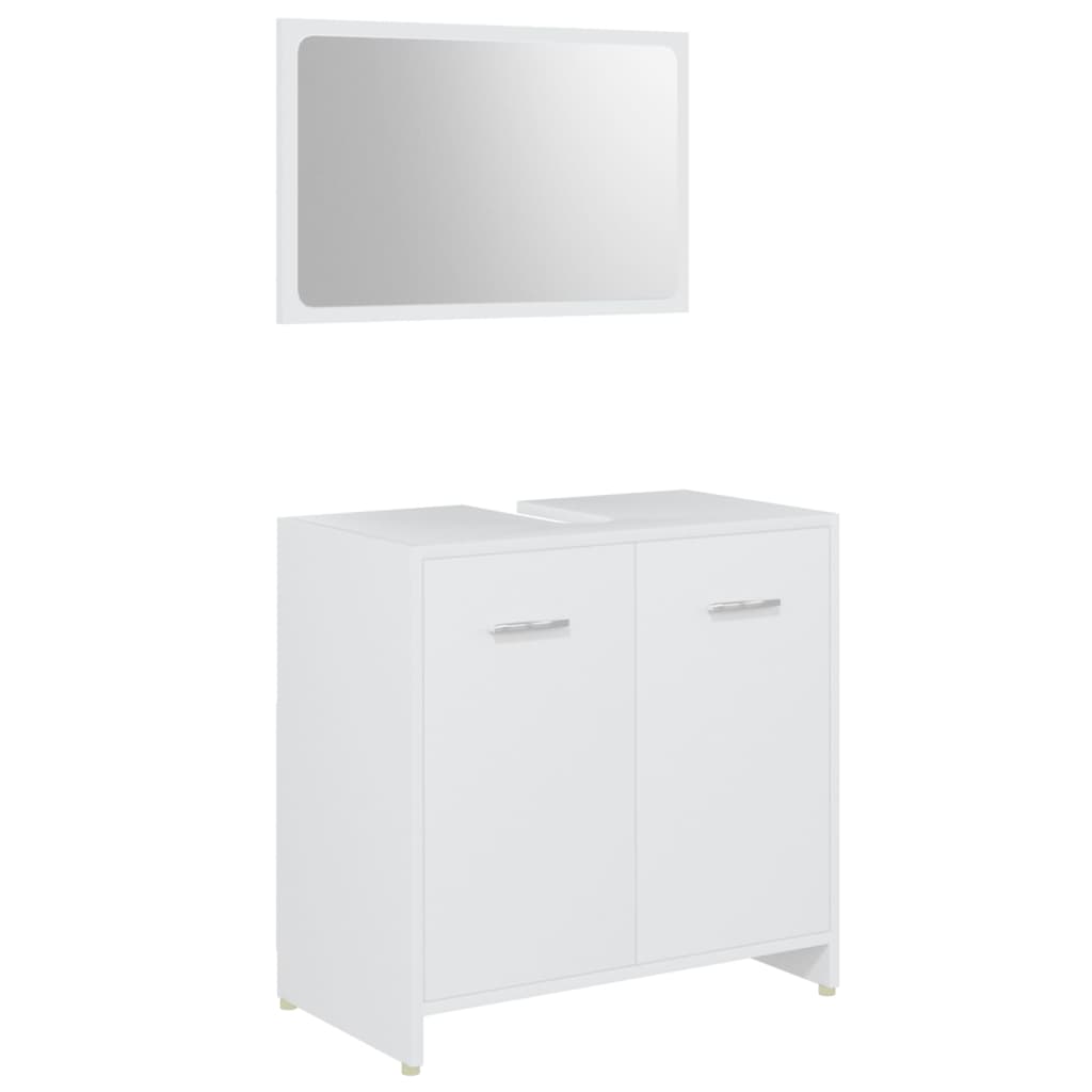 4 Pcs conjunto de móveis de casa de banho contraplacado branco