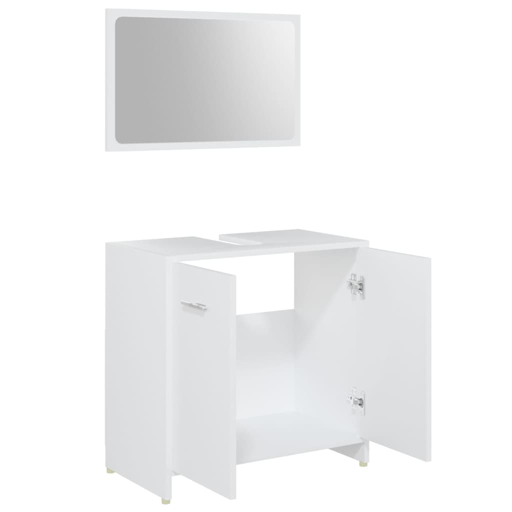 4 Pcs conjunto de móveis de casa de banho contraplacado branco