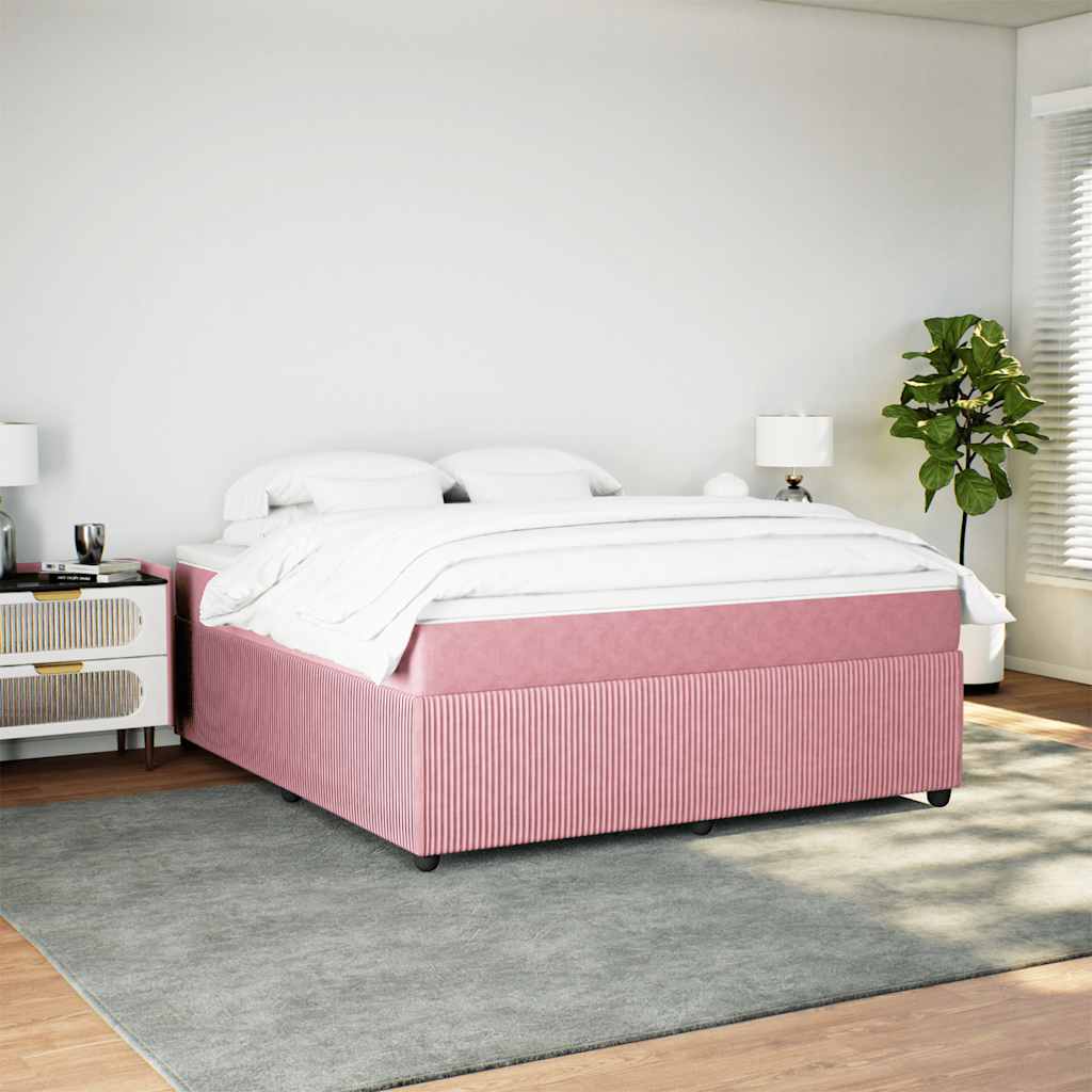 Cama com molas/colchão 180x200 cm veludo rosa