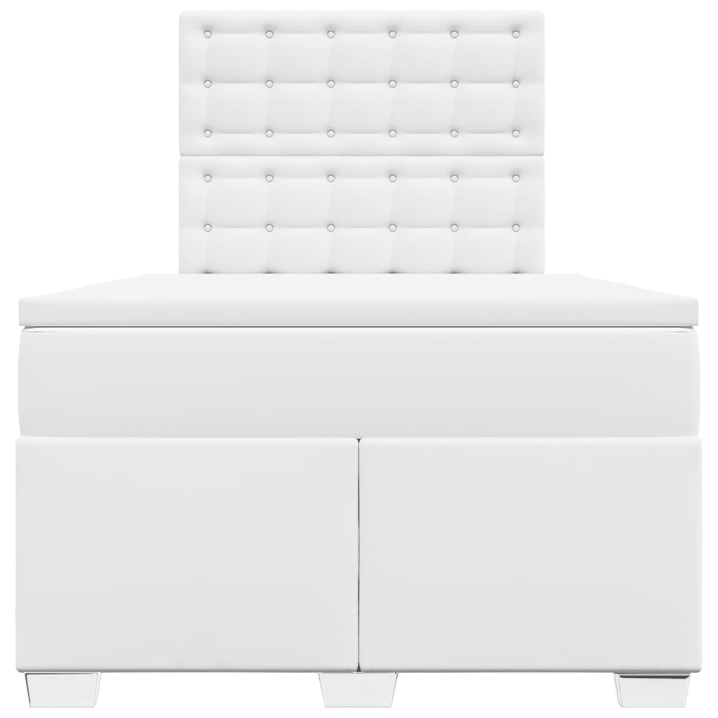 Cama com molas/colchão 120x200 cm couro artificial branco