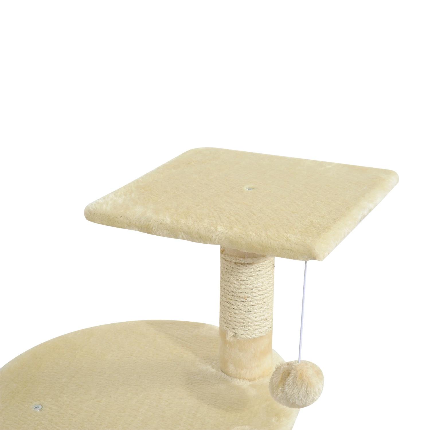 Árvore arranhador para gatos com 4 níveis poste de sisal caverna plataformas e brinquedos divertidos 75x40x112 cm bege
