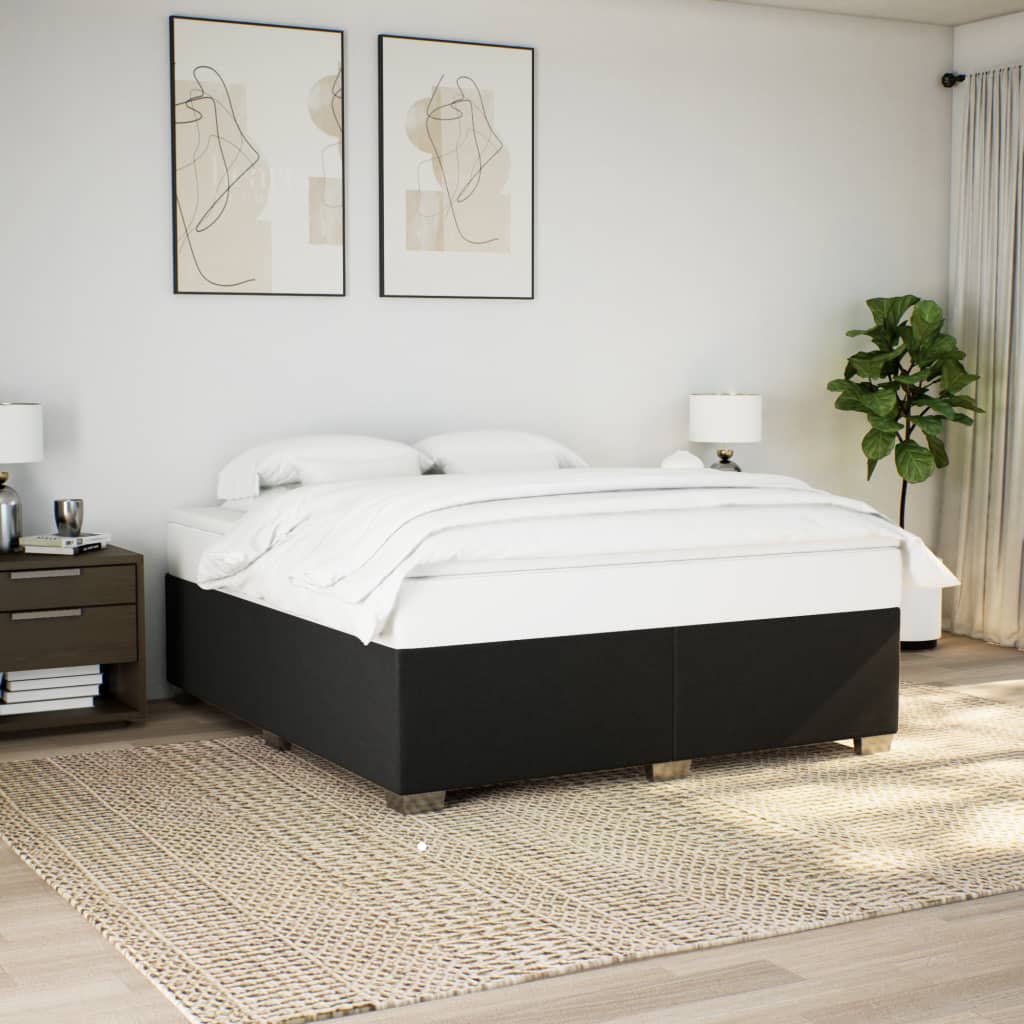 Cama com molas/colchão 200x200 cm tecido preto