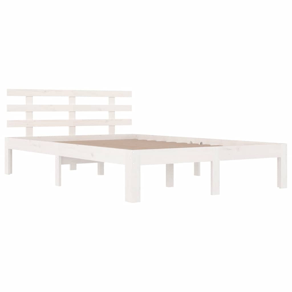 Estrutura de cama king 150x200 cm madeira maciça branco