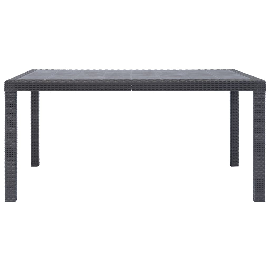 Mesa de jardim 150x90x72 cm plástico castanho c/ aspeto de vime
