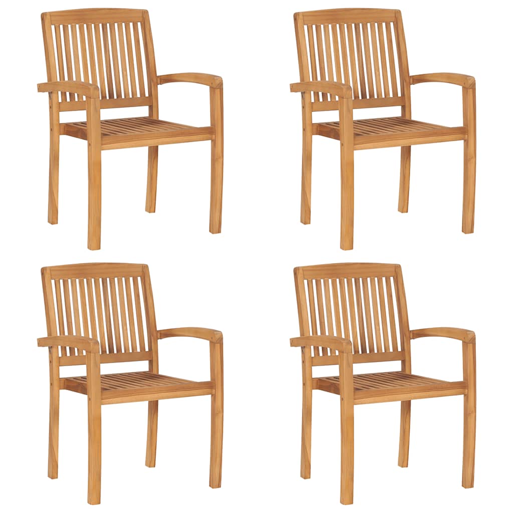 Cadeiras de jardim empiháveis c/ almofadões 4 pcs teca maciça