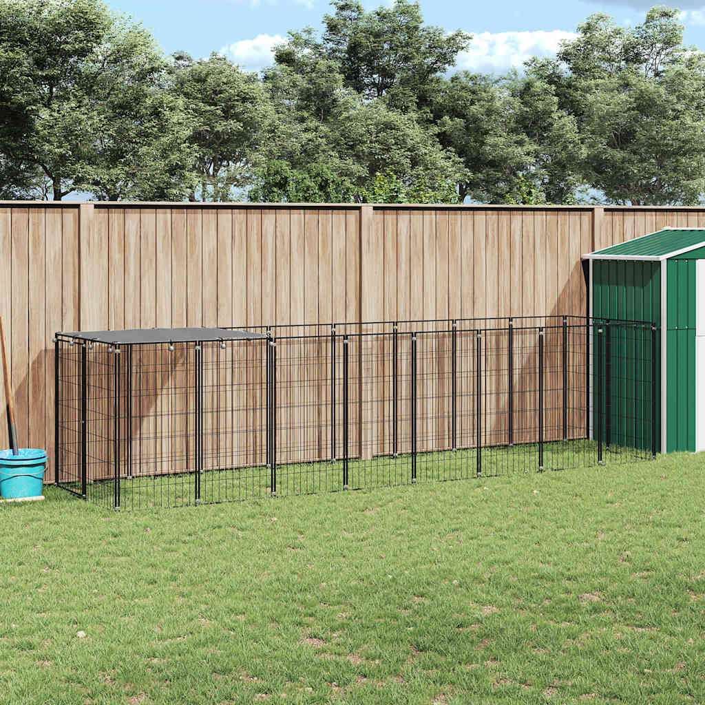 Canil para cães 4,84 m² aço preto