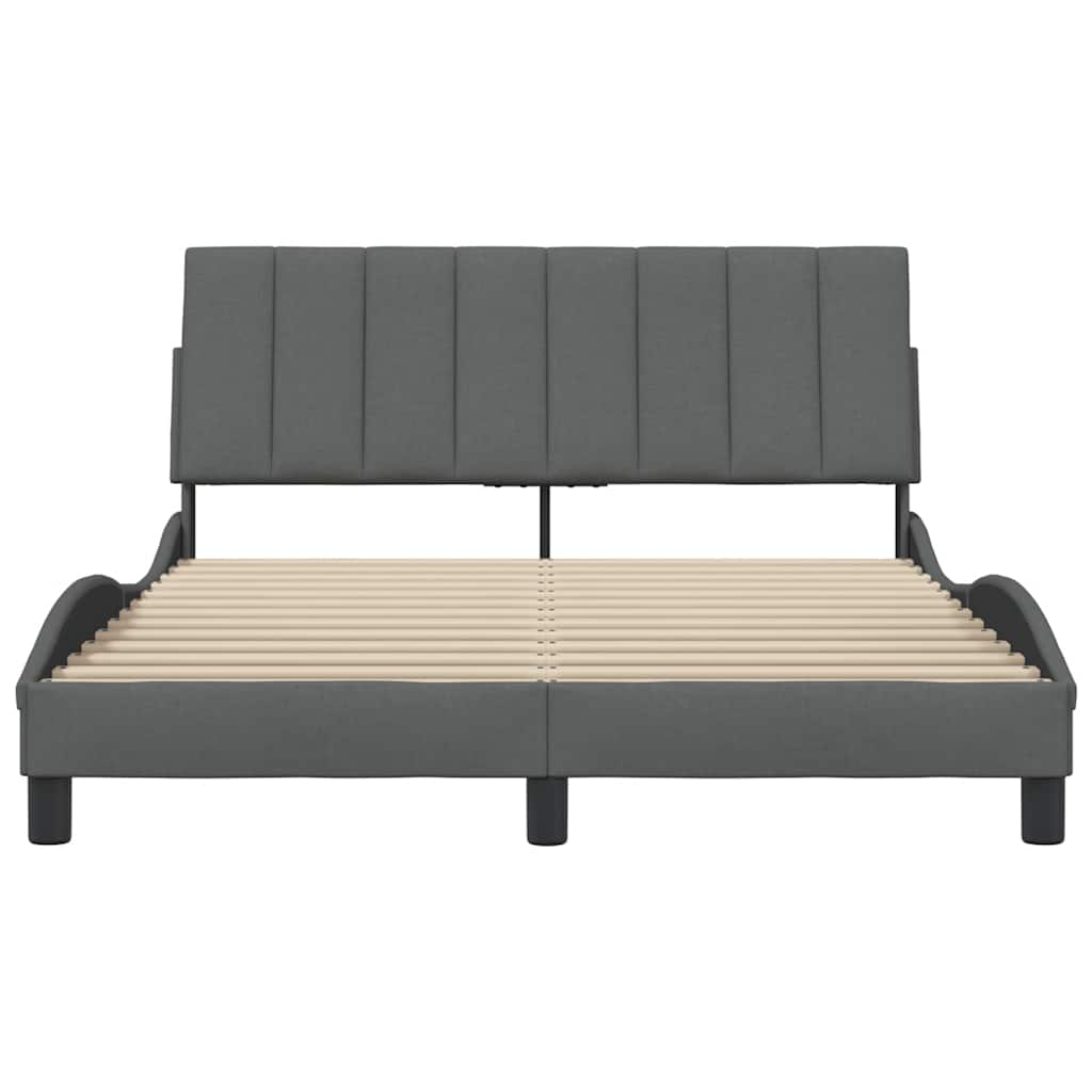 Estrutura de cama sem colchão hanko 140x200 cm tecido cinzento-escuro