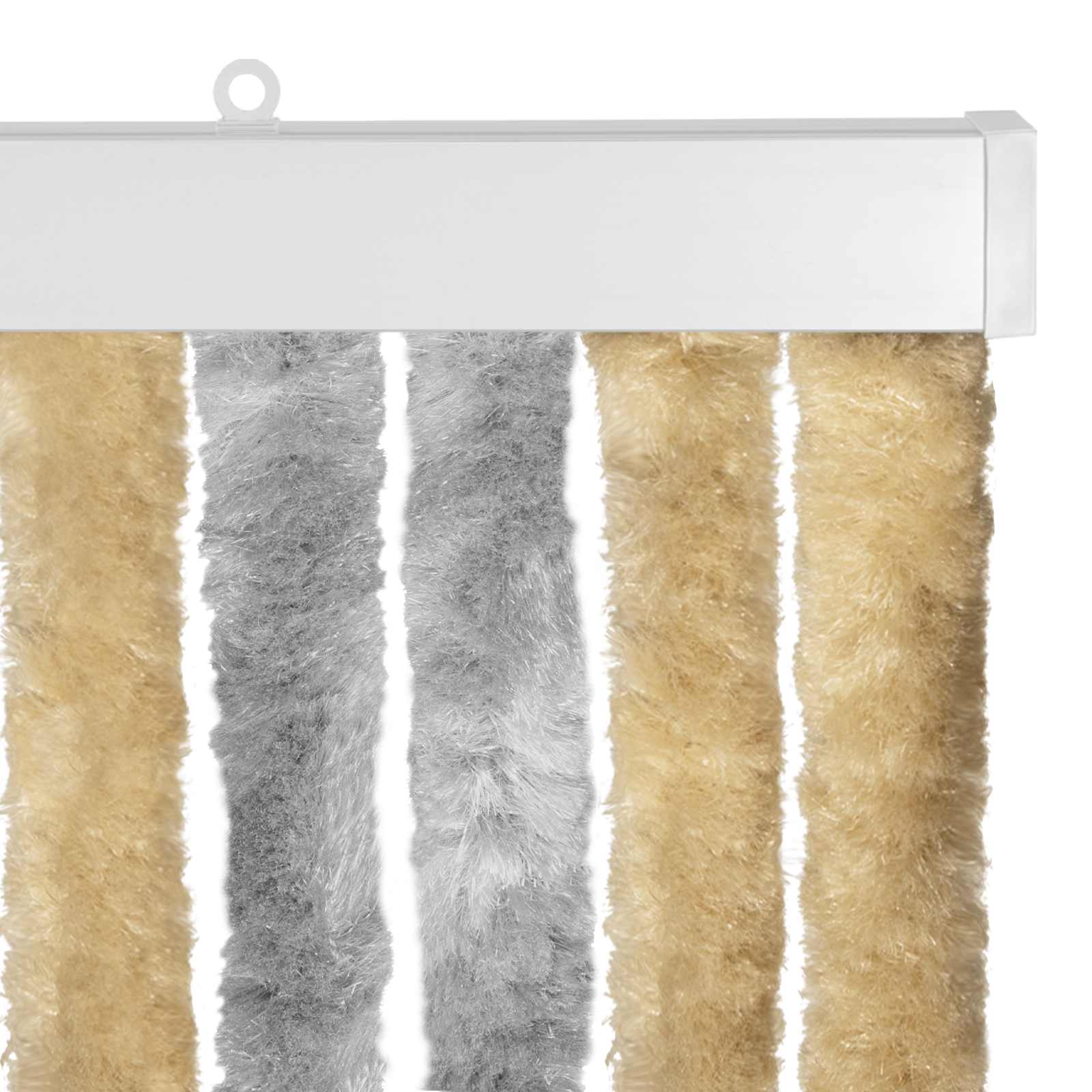 Cortina de insetos chenille cinza e bege 56 x 200 cm 100% PP