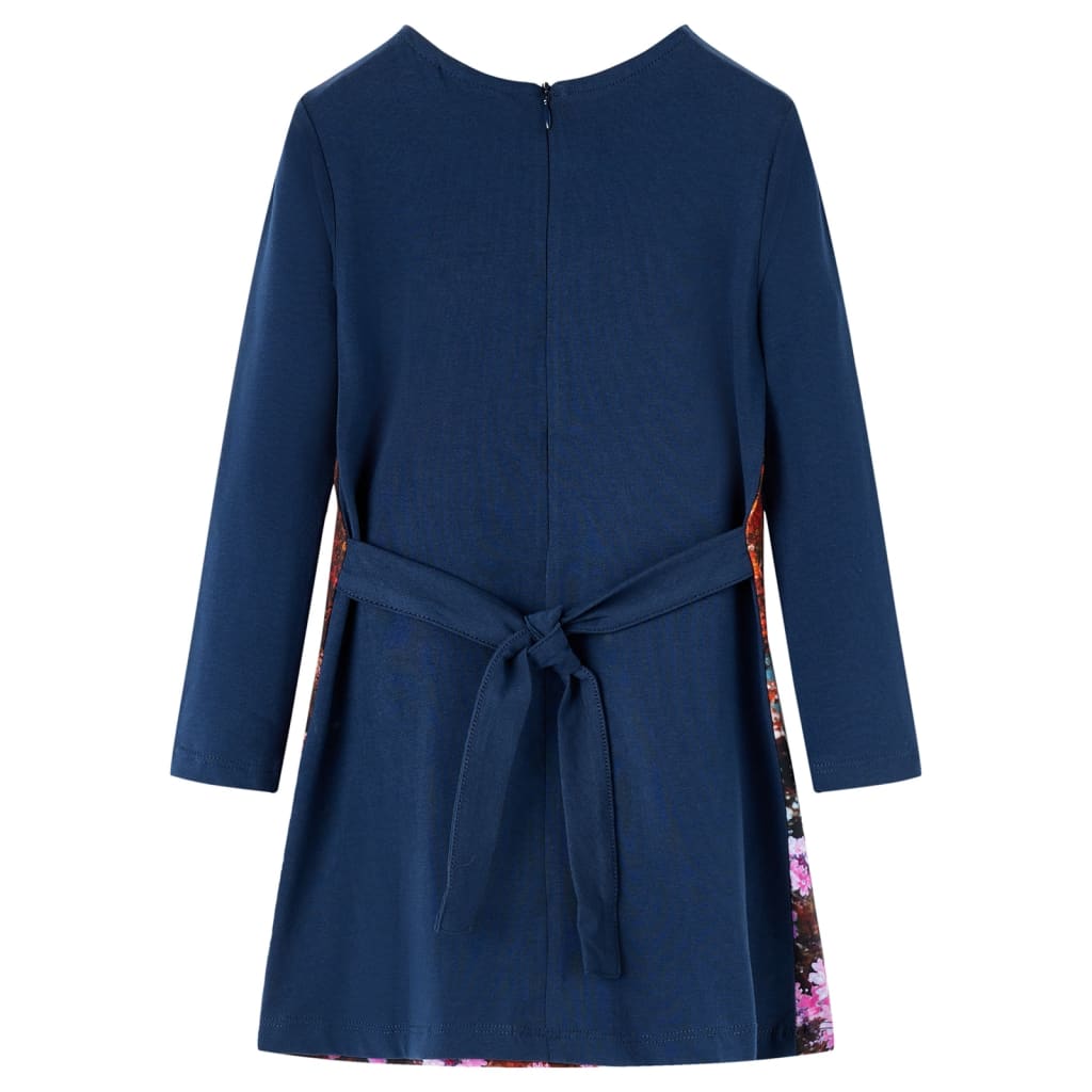 Vestido de manga comprida para criança azul-marinho 128