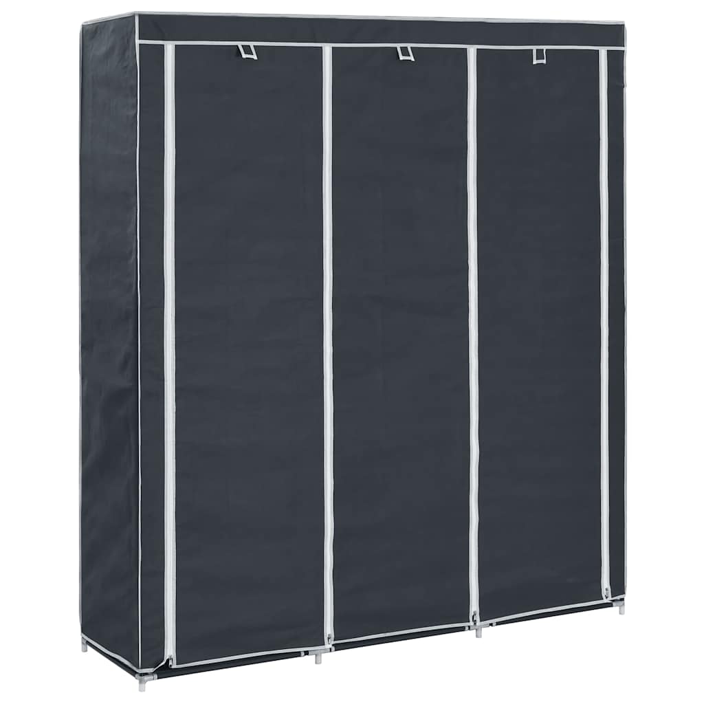 Roupeiro c/ compartimentos e varões 150x45x175 cm tecido preto