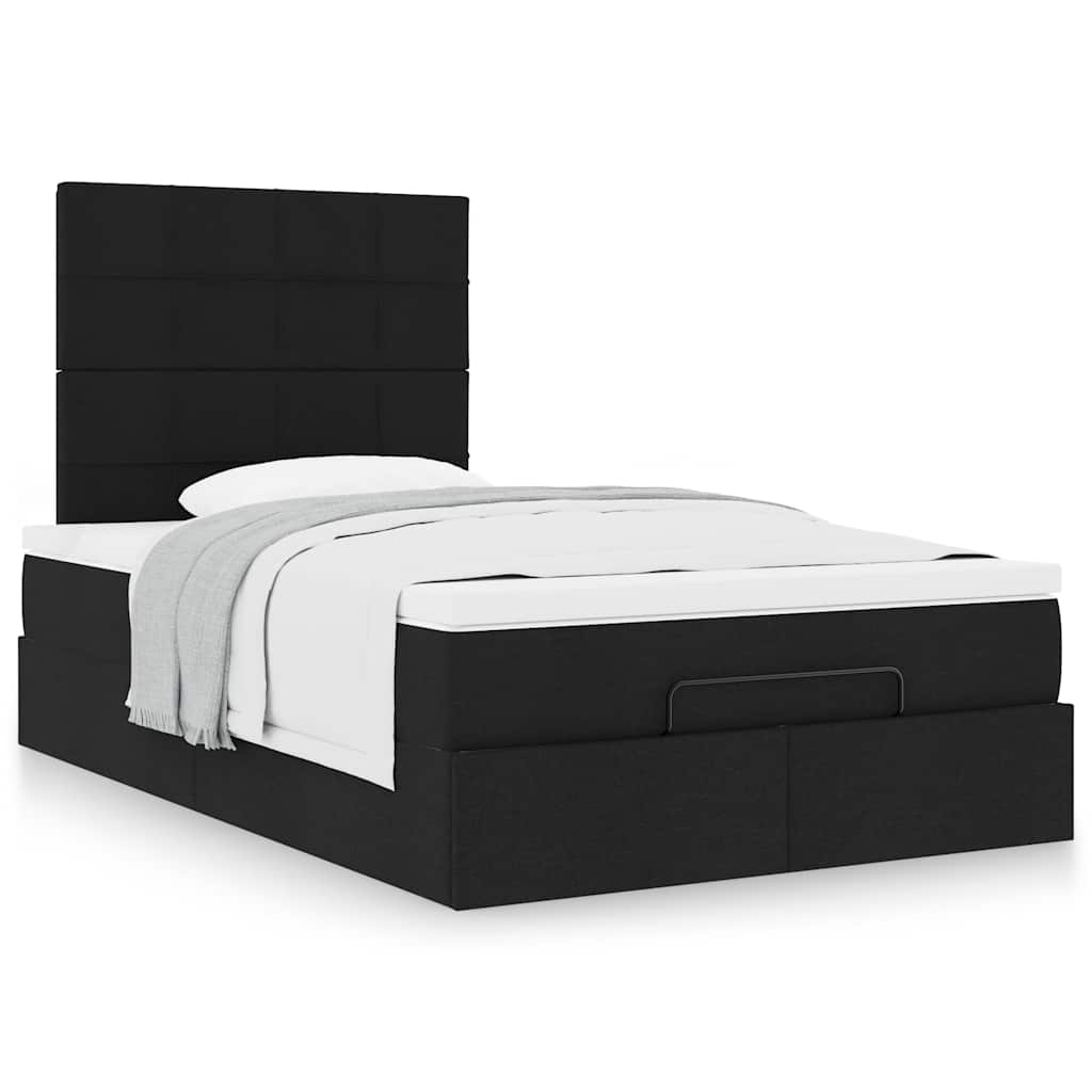 Moldura de cama síriaxl otomana com colchão preto tecido
